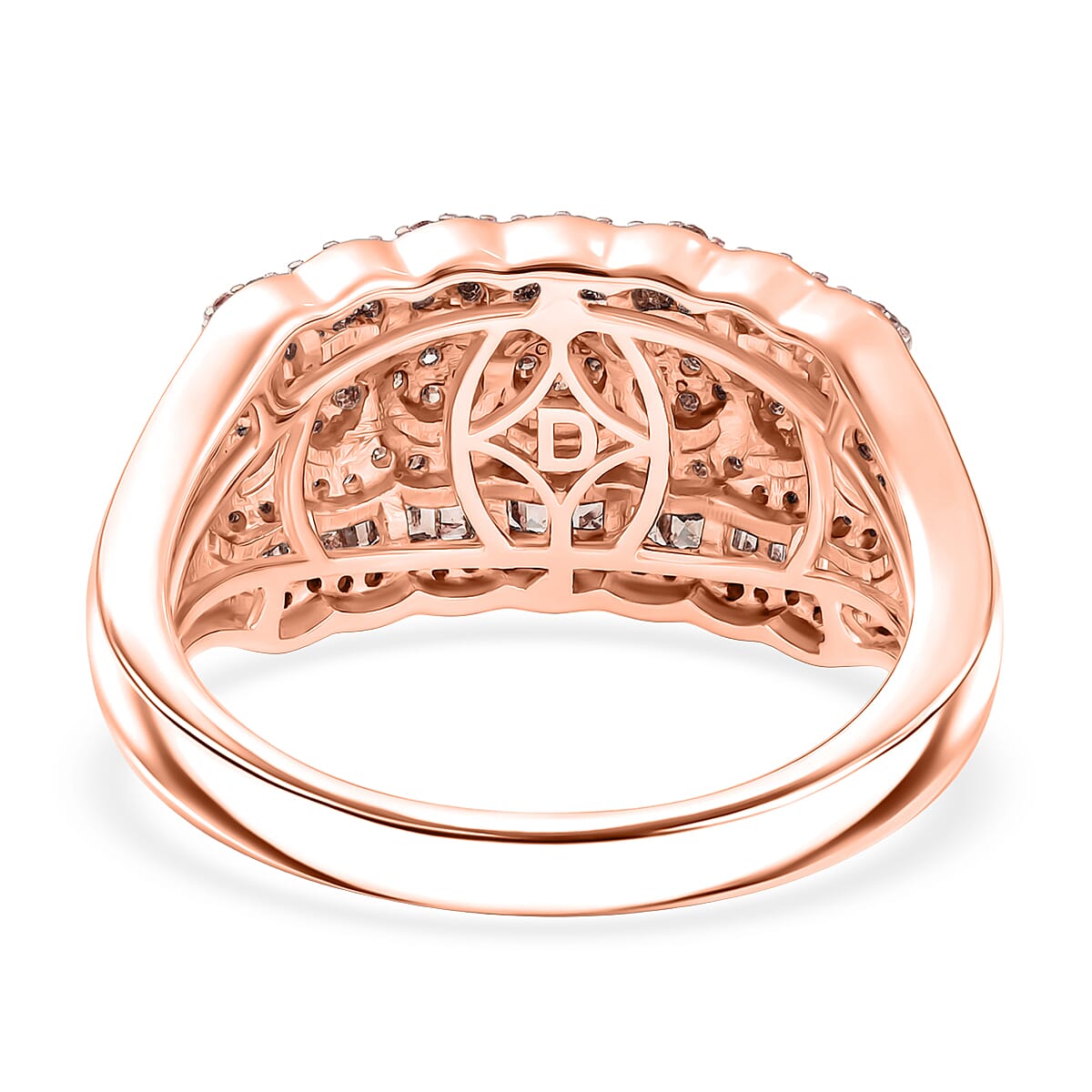 D'Joy Natural Champagne Diamond 0.90 ctw Floral Cluster Ring in 18K Vermeil Rose Gold Over Sterling Silver (Size 8.0) image number 4