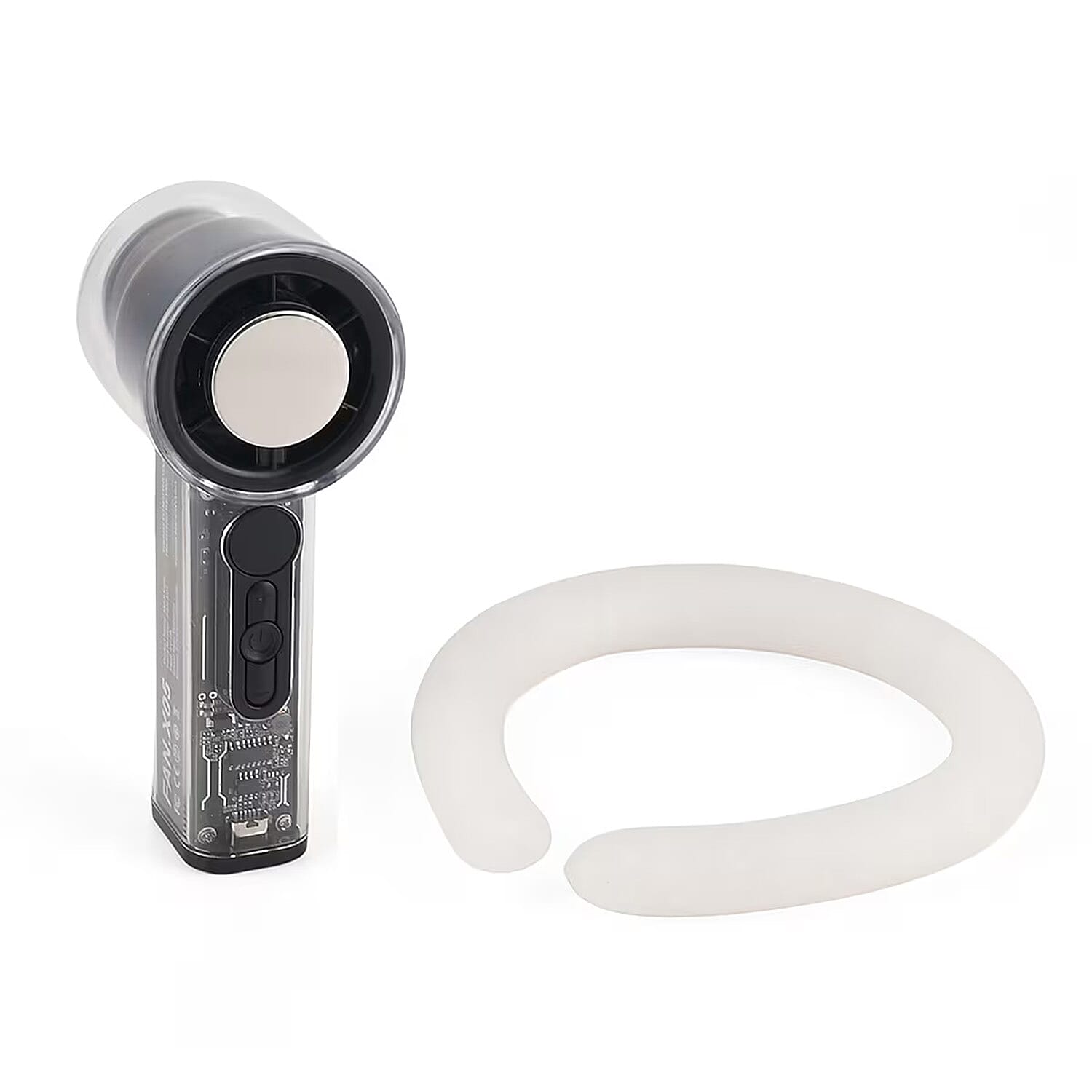 Livmore Black and White 1200mAh Battery Fan and Neck Cooler Set