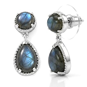 EverTrue Malagasy Labradorite 6.00 ctw Mystic Bloom Earrings in Platinum Bond (Del. in 7-10 Days)