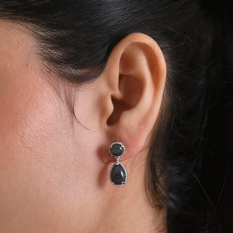 EverTrue Malagasy Labradorite 6.00 ctw Mystic Bloom Earrings in Platinum Bond
