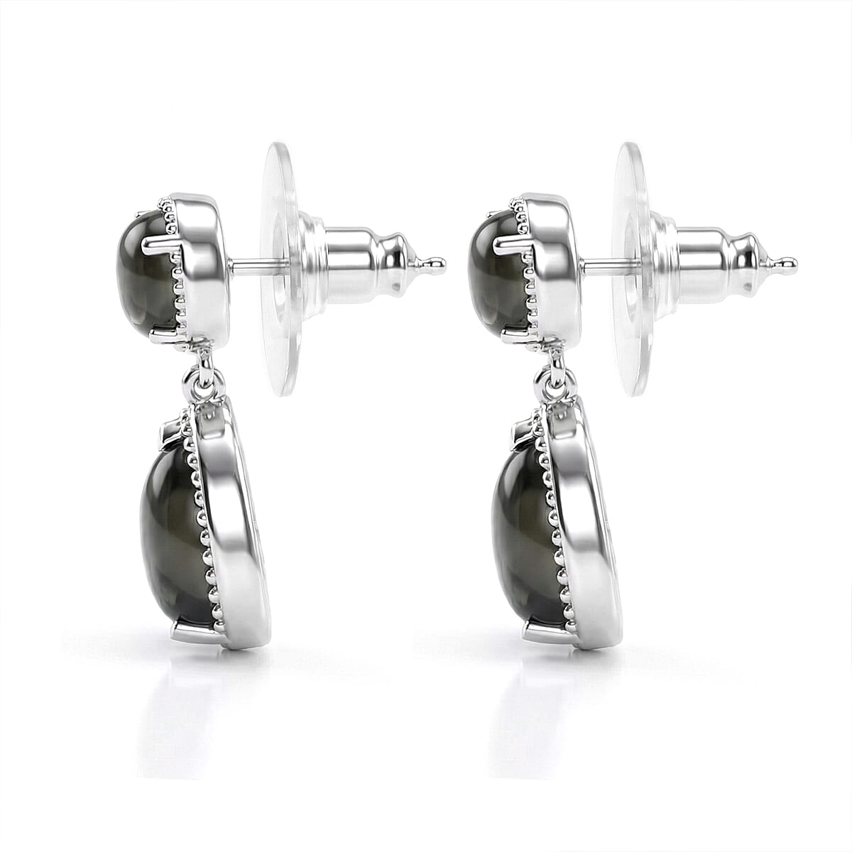 EverTrue Malagasy Labradorite 6.00 ctw Mystic Bloom Earrings in Platinum Bond (Del. in 7-10 Days) image number 3