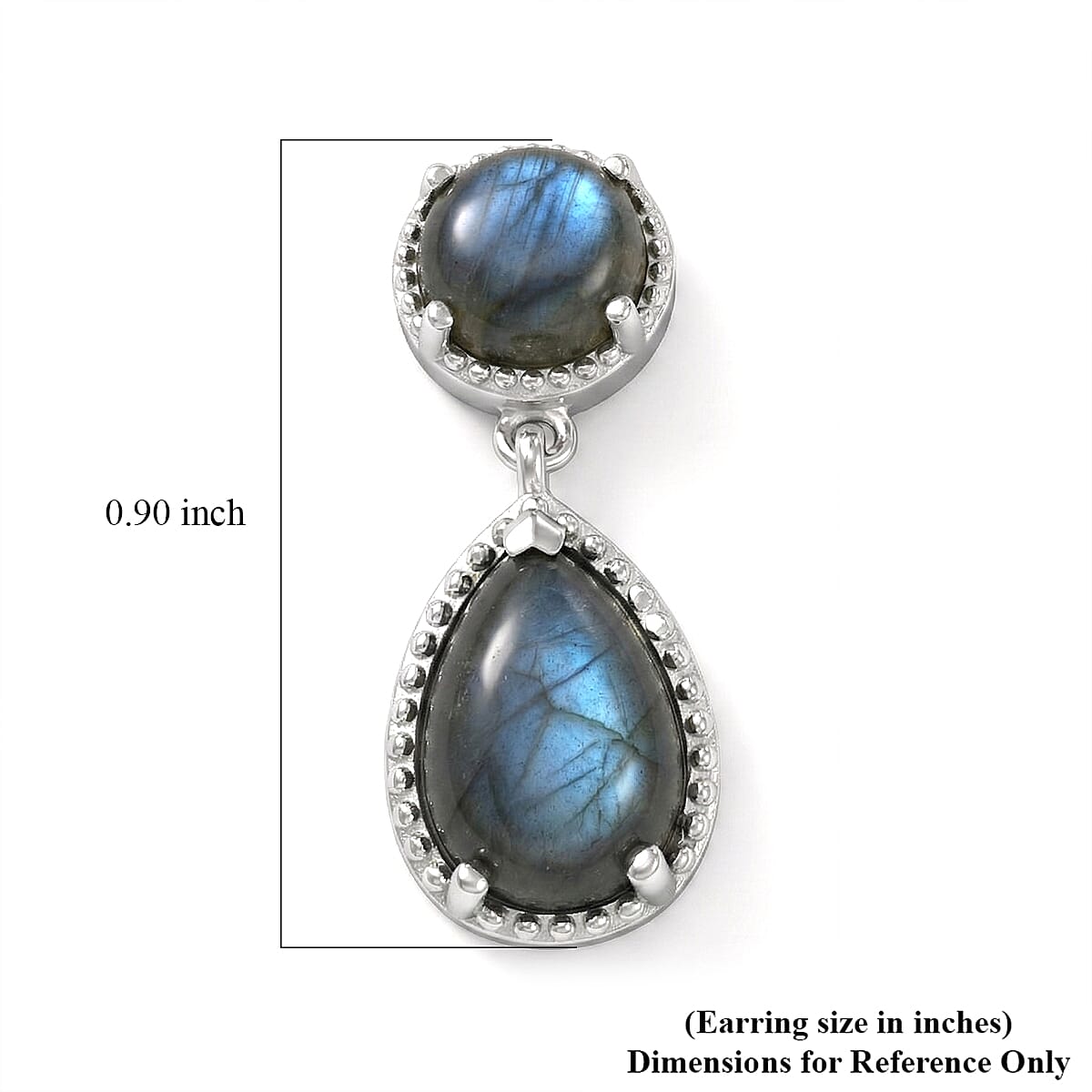 EverTrue Malagasy Labradorite 6.00 ctw Mystic Bloom Earrings in Platinum Bond (Del. in 7-10 Days) image number 5