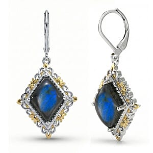EverTrue Malagasy Labradorite 8.00 ctw Earrings in 18K YG Plated and Platinum Bond