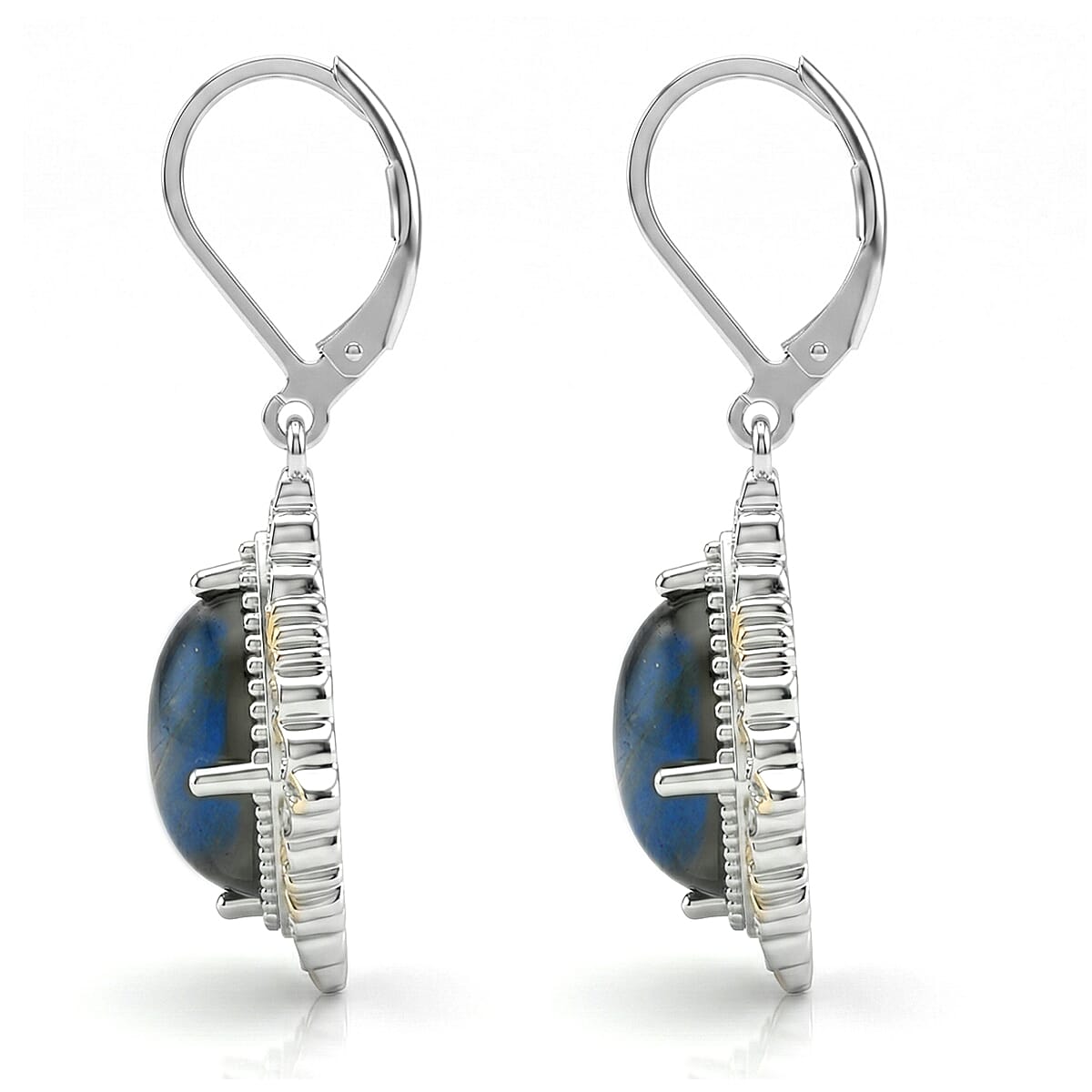 EverTrue Malagasy Labradorite 8.00 ctw Earrings in 18K YG Plated and Platinum Bond image number 3