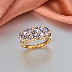 EverTrue Tanzanite and White Zircon 2.15 ctw Ring in 18K YG Plated (Size 8.0)