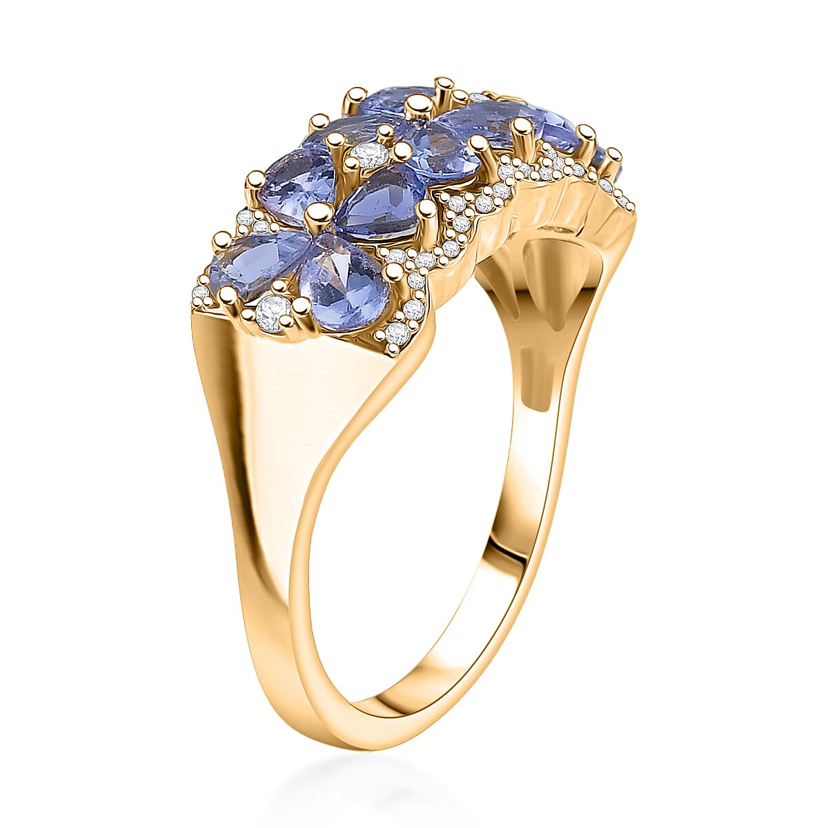 EverTrue Tanzanite and White Zircon 2.15 ctw Ring in 18K YG Plated (Size 8.0) image number 3
