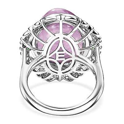 EverTrue Kunzite and Chrome Diopside 15.35 ctw Enchanted Garden Ring in 18K YG Plated and Platinum Bond (Size 7.0)