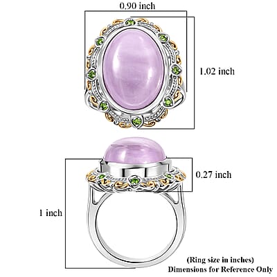 EverTrue Kunzite and Chrome Diopside 15.35 ctw Enchanted Garden Ring in 18K YG Plated and Platinum Bond (Size 7.0)