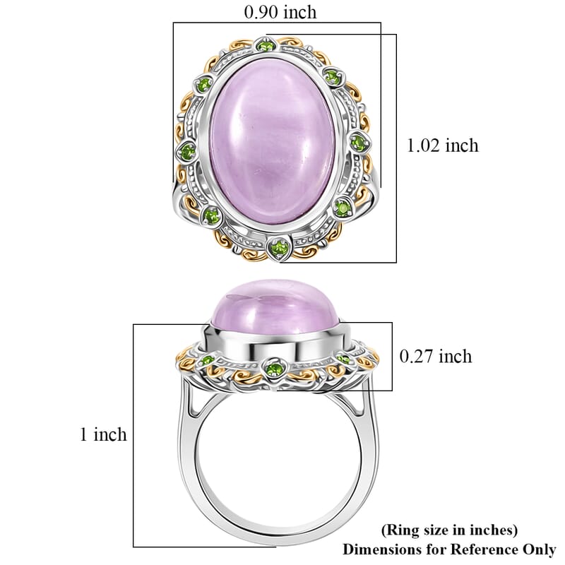 EverTrue Kunzite and Chrome Diopside 15.35 ctw Enchanted Garden Ring in 18K YG Plated and Platinum Bond (Size 9.0)