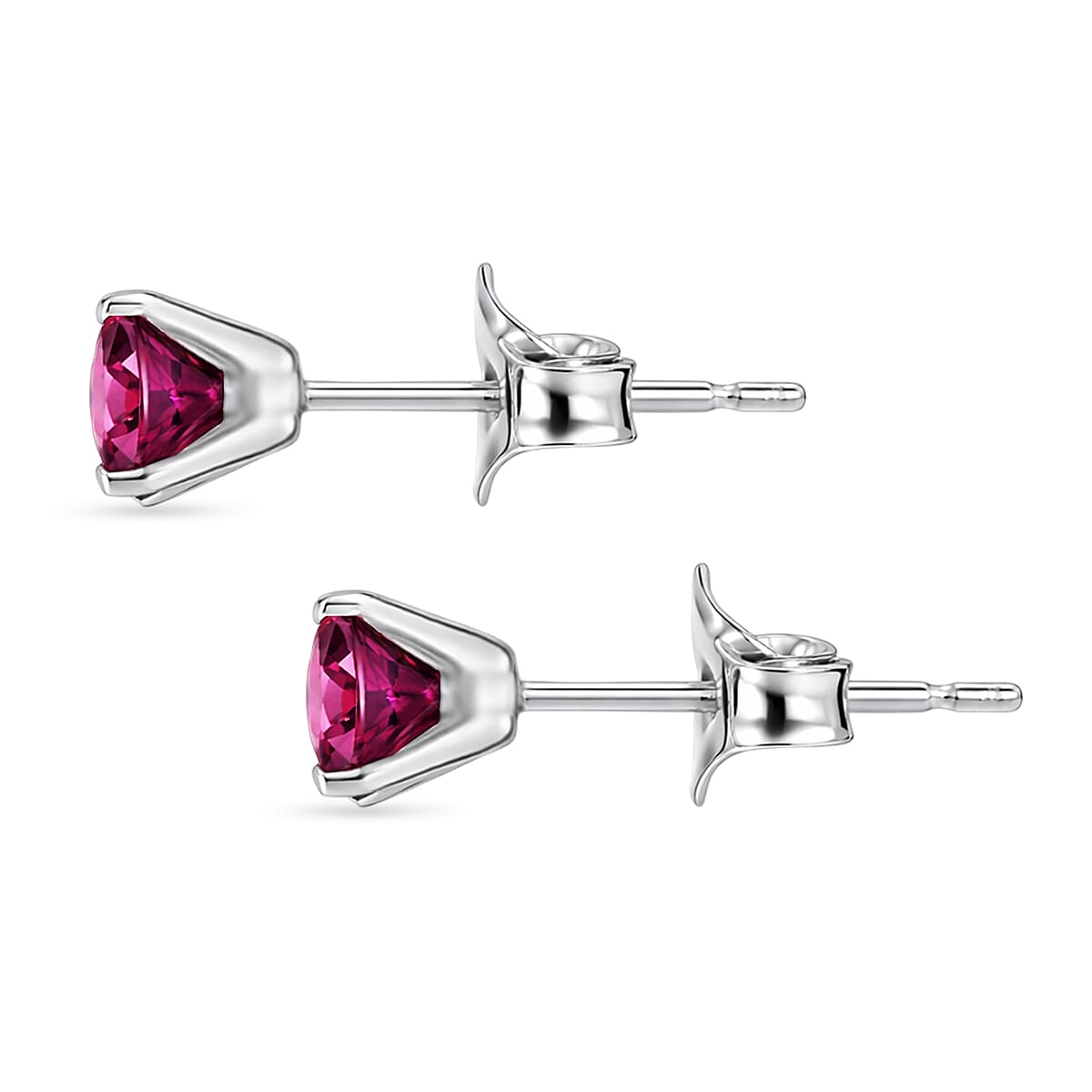 D'Joy Premium Radiant Ember Garnet 1.30 ctw Stud Earrings in Platinum Over Sterling Silver