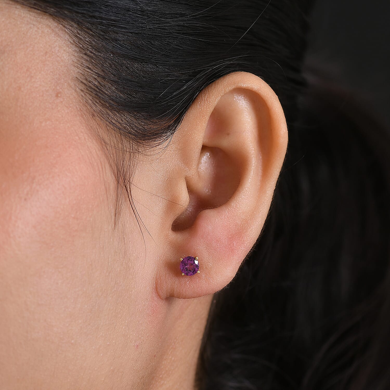 D'Joy Premium Radiant Ember Garnet 1.30 ctw Stud Earrings in 18K Yellow Gold Over Sterling Silver