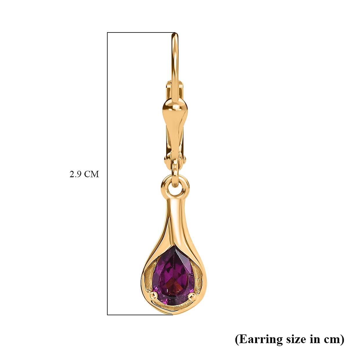 D'Joy Premium Radiant Ember Garnet 1.00 ctw Stud Earrings in 18K Yellow Gold Over Sterling Silver
