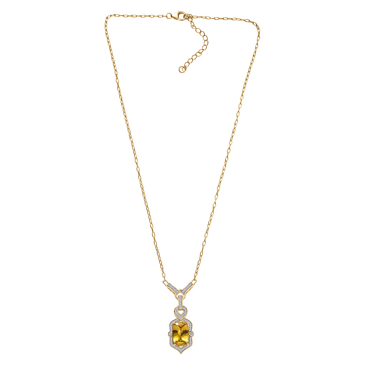 D'Joy Premium Golden Apatite and Moissanite 7.60 ctw Sunlit Solar-Ray Necklace in 18K Vermeil Yellow Gold Over Sterling Silver 18-20 Inches image number 3