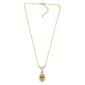 D'Joy Premium Golden Apatite and Moissanite 7.60 ctw Sunlit Solar-Ray Necklace in 18K Vermeil Yellow Gold Over Sterling Silver 18-20 Inches