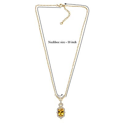 D'Joy Premium Golden Apatite and Moissanite 7.60 ctw Sunlit Solar-Ray Necklace in 18K Vermeil Yellow Gold Over Sterling Silver 18-20 Inches