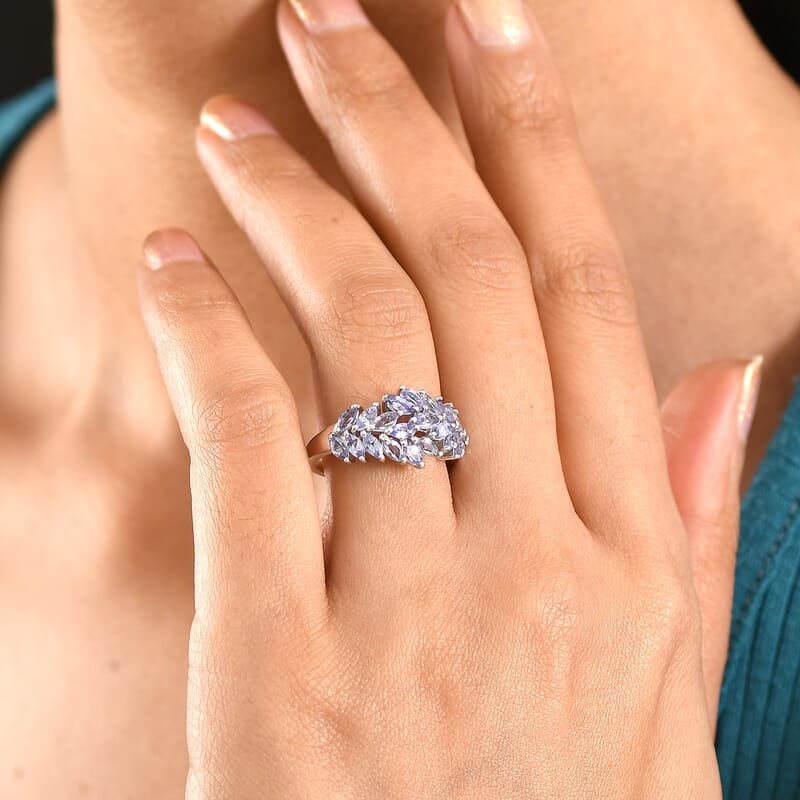 EverTrue Tanzanite 1.85 ctw Blue Fern Ring in Platinum Bond (Size 10.0)