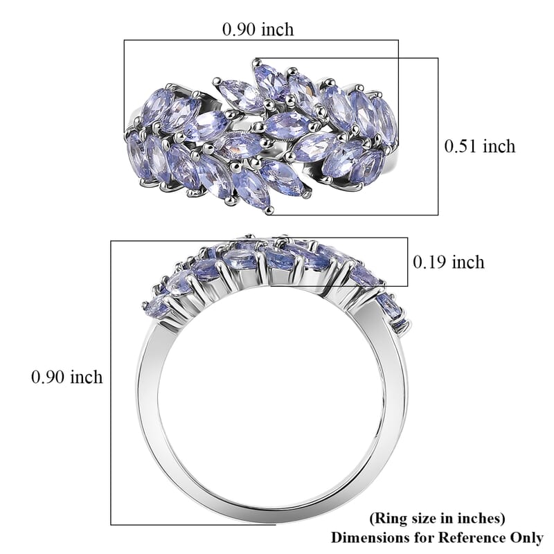 EverTrue Tanzanite 1.85 ctw Blue Fern Ring in Platinum Bond (Size 10.0)