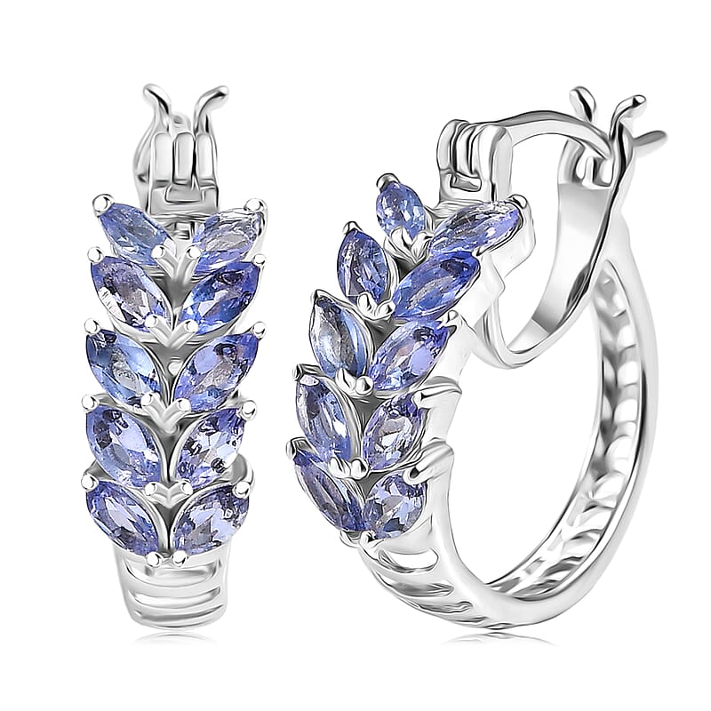 EverTrue Tanzanite 1.85 ctw Blue Fern Earrings in Platinum Bond