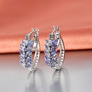 EverTrue Tanzanite 1.85 ctw Blue Fern Earrings in Platinum Bond (Del. In 8-10 Days)
