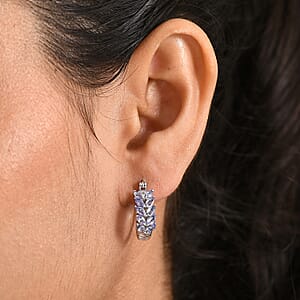 EverTrue Tanzanite 1.85 ctw Blue Fern Earrings in Platinum Bond (Del. In 8-10 Days)