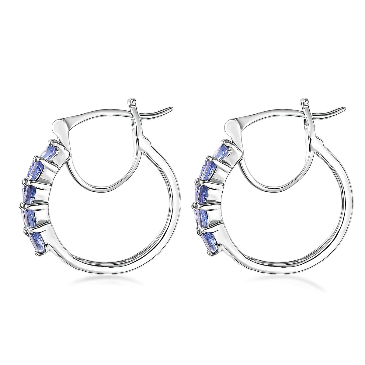 EverTrue Tanzanite 1.85 ctw Blue Fern Earrings in Platinum Bond (Del. In 8-10 Days) image number 3
