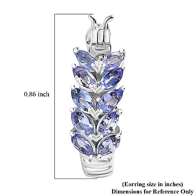 EverTrue Tanzanite 1.85 ctw Blue Fern Earrings in Platinum Bond