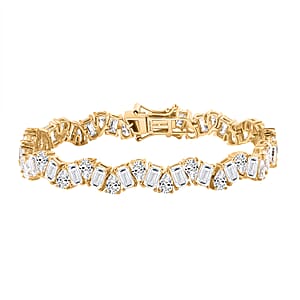 D'Joy Moissanite 12.65 ctw Sea Wave Bracelet in 18K Vermeil Yellow Gold Over Sterling Silver (6.50 In)