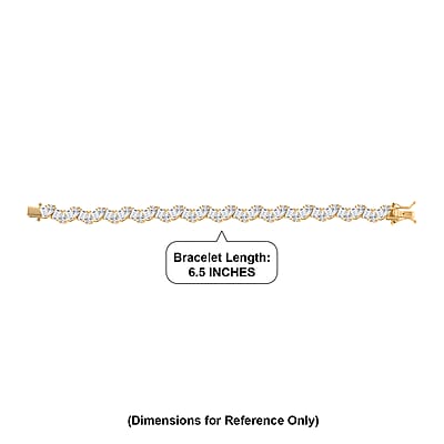 D'Joy Moissanite 12.65 ctw Sea Wave Bracelet in 18K Vermeil Yellow Gold Over Sterling Silver (6.50 In)