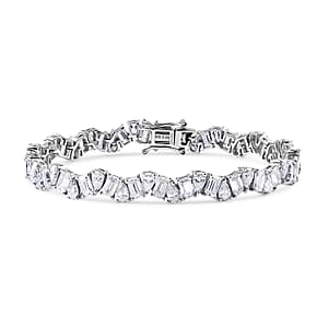 D'Joy Moissanite 12.65 ctw Sea Wave Bracelet in Rhodium Over Sterling Silver (6.50 In)
