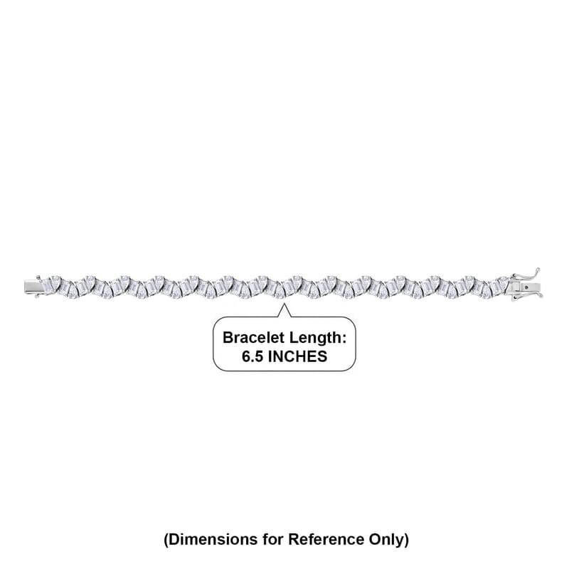 D'Joy Moissanite 12.65 ctw Sea Wave Bracelet in Rhodium Over Sterling Silver (6.50 In)
