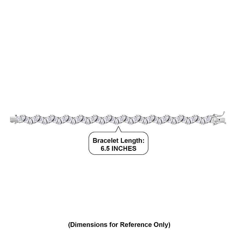 D'Joy Moissanite 12.65 ctw Sea Wave Bracelet in Rhodium Over Sterling Silver (6.50 In)