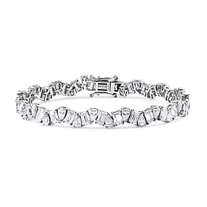 D'Joy Moissanite 13.70 ctw Bracelet in Rhodium Over Sterling Silver (7.25 In)