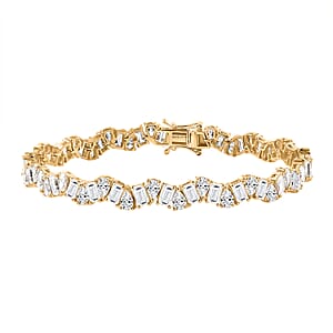 D'Joy Moissanite 15.30 ctw Sea Wave Bracelet in 18K Vermeil Yellow Gold Over Sterling Silver (8.00 In)