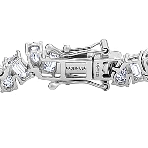D'Joy Moissanite 15.40 ctw Sea Wave Bracelet in Rhodium Over Sterling Silver (8.00 In)