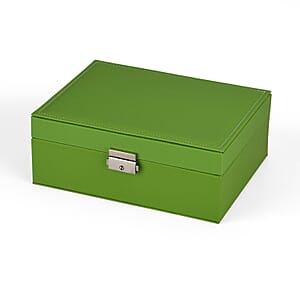 Livmore Green Faux Leather 2 Layer Anti Tarnish Jewelry Box