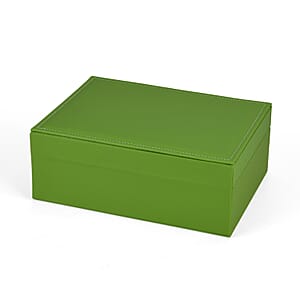 Livmore Green Faux Leather 2 Layer Anti Tarnish Jewelry Box