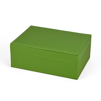 Livmore Green Faux Leather 2 Layer Anti Tarnish Jewelry Box