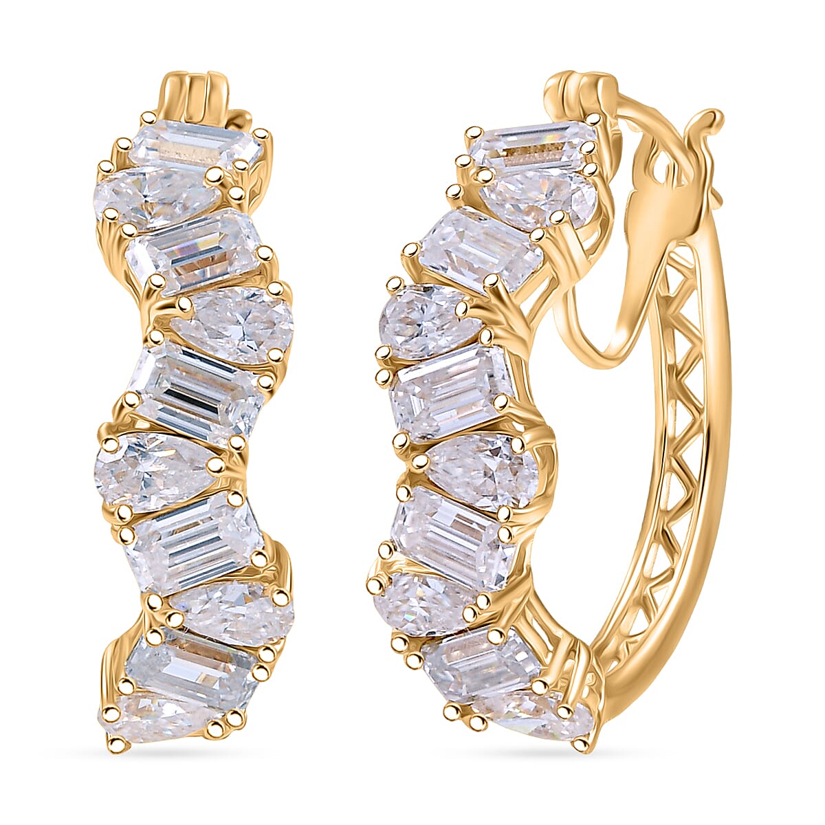 D'Joy Moissanite 4.70 ctw Sea Wave Hoop Earrings in 18K Vermeil Yellow Gold Over Sterling Silver