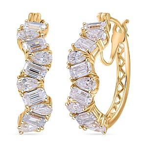 D'Joy Moissanite 4.70 ctw Hoop Earrings in 18K Vermeil Yellow Gold Over Sterling Silver