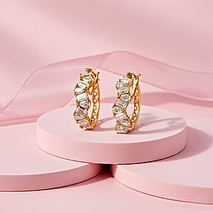 D'Joy Moissanite 4.70 ctw Hoop Earrings in 18K Vermeil Yellow Gold Over Sterling Silver