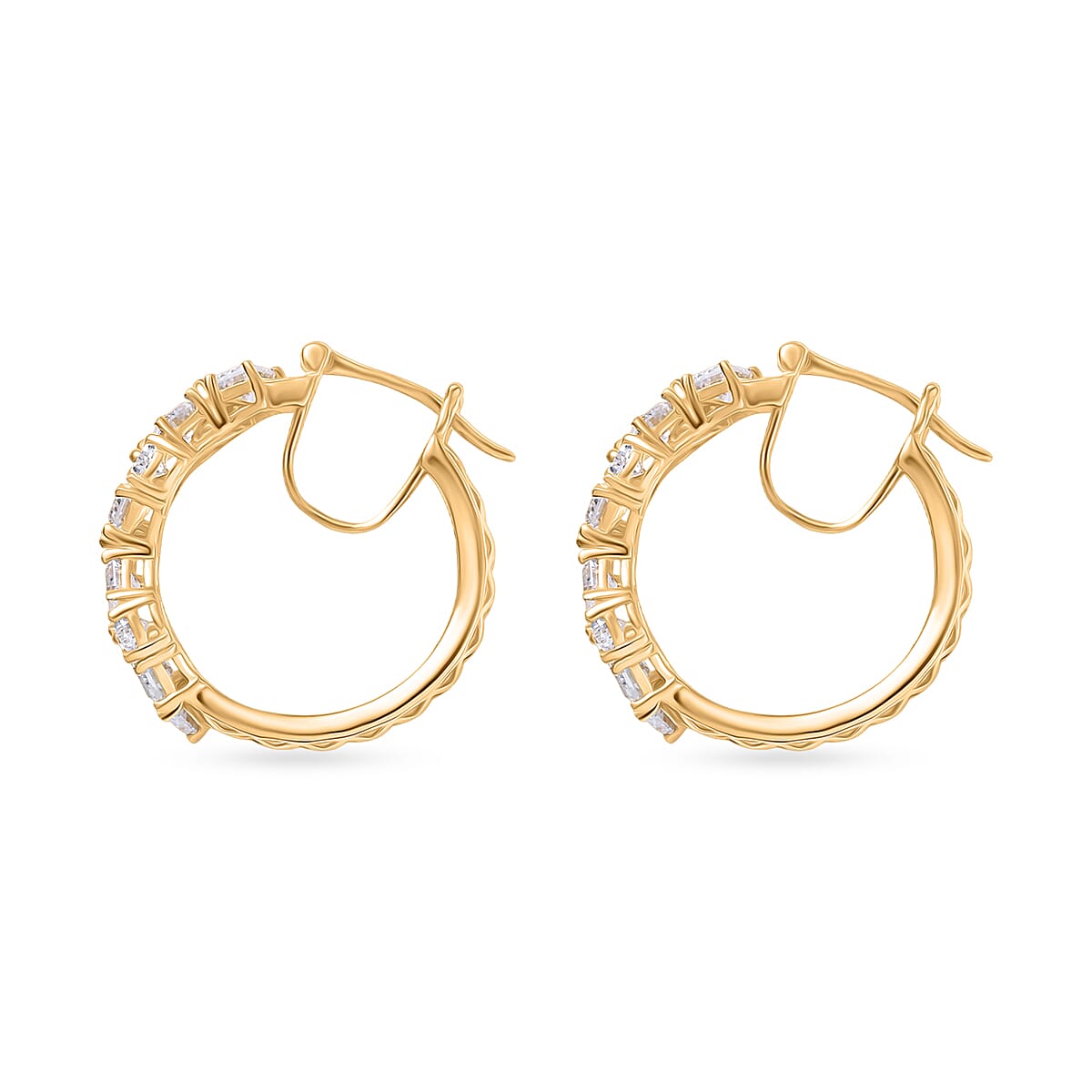 D'Joy Moissanite 4.70 ctw Hoop Earrings in 18K Vermeil Yellow Gold Over Sterling Silver image number 3
