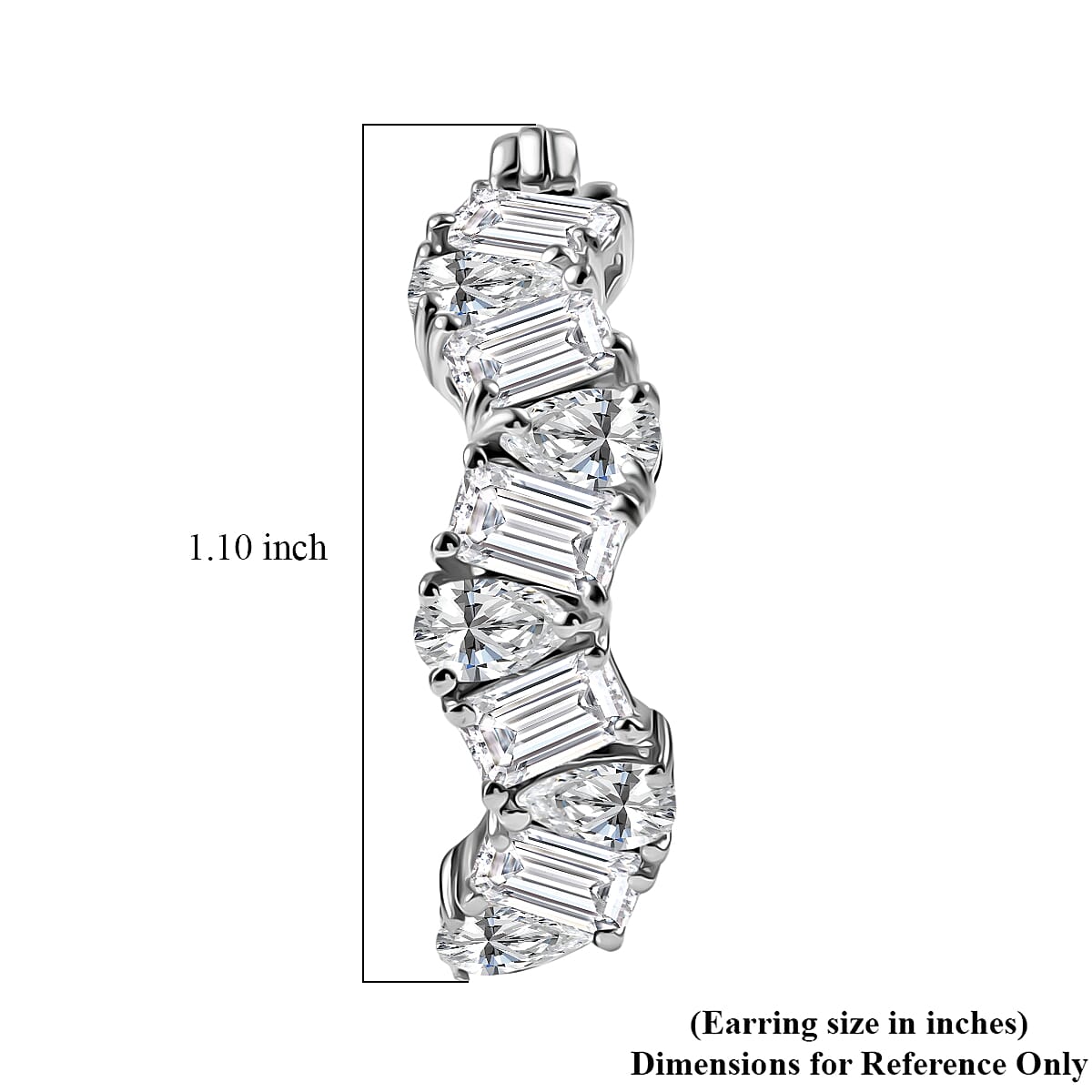 D'Joy Moissanite 4.70 ctw Sea Wave Hoop Earrings in Rhodium Over Sterling Silver image number 4
