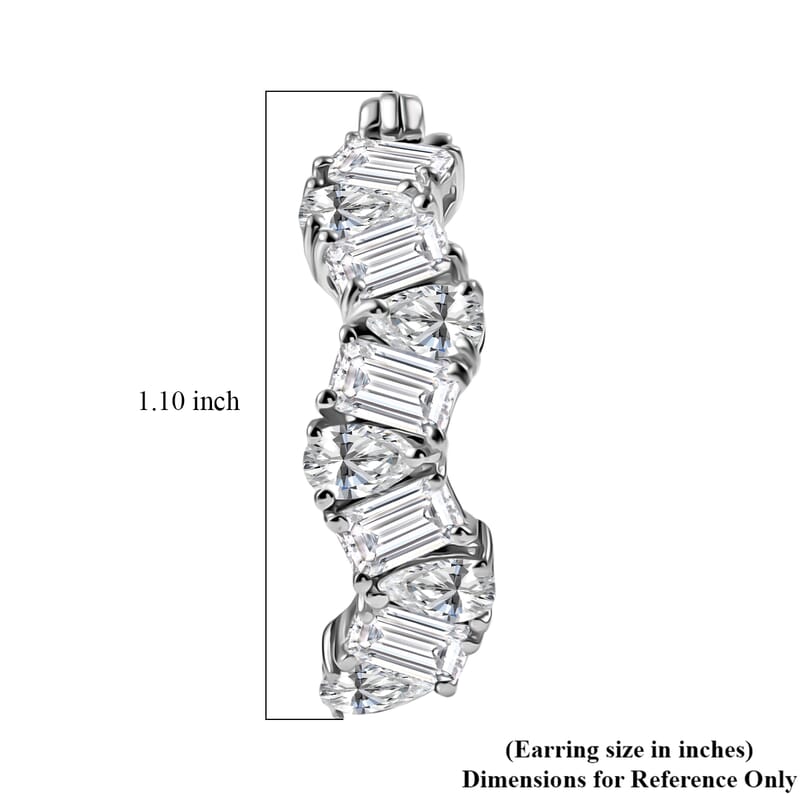 D'Joy Moissanite 4.70 ctw Sea Wave Hoop Earrings in Rhodium Over Sterling Silver