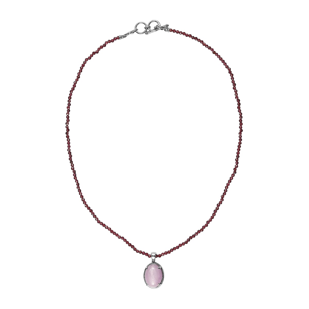 EverTrue Kunzite Pendant with Orissa Rhodolite Garnet Beaded Necklace in Stainless Steel 63.25 ctw (18 Inches) image number 4