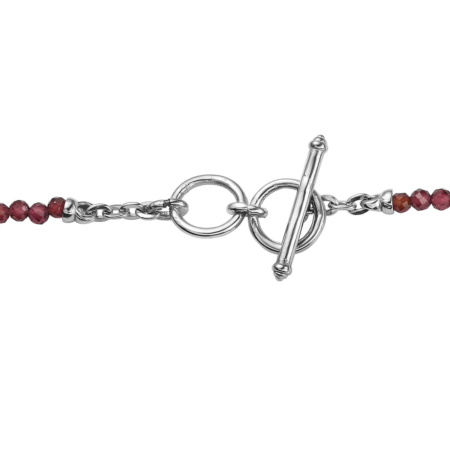 EverTrue Kunzite Royal Berry Elegance Pendant with Orissa Rhodolite Garnet Beaded Necklace in Stainless Steel 63.25 ctw (18 Inches)