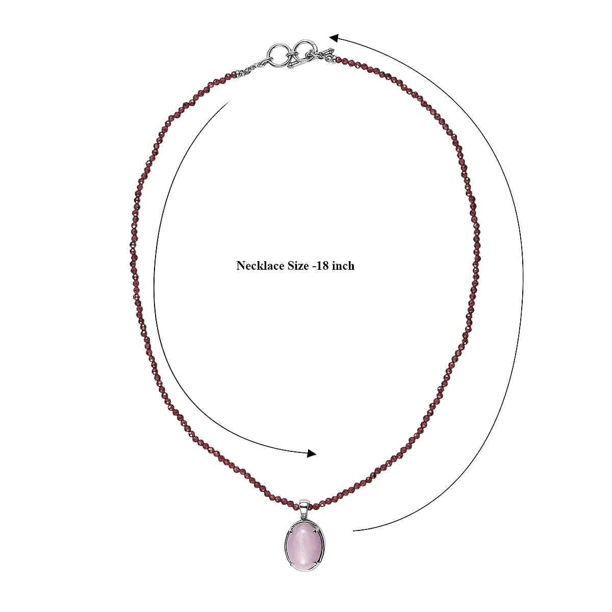 EverTrue Kunzite Pendant with Orissa Rhodolite Garnet Beaded Necklace in Stainless Steel 63.25 ctw (18 Inches) image number 7