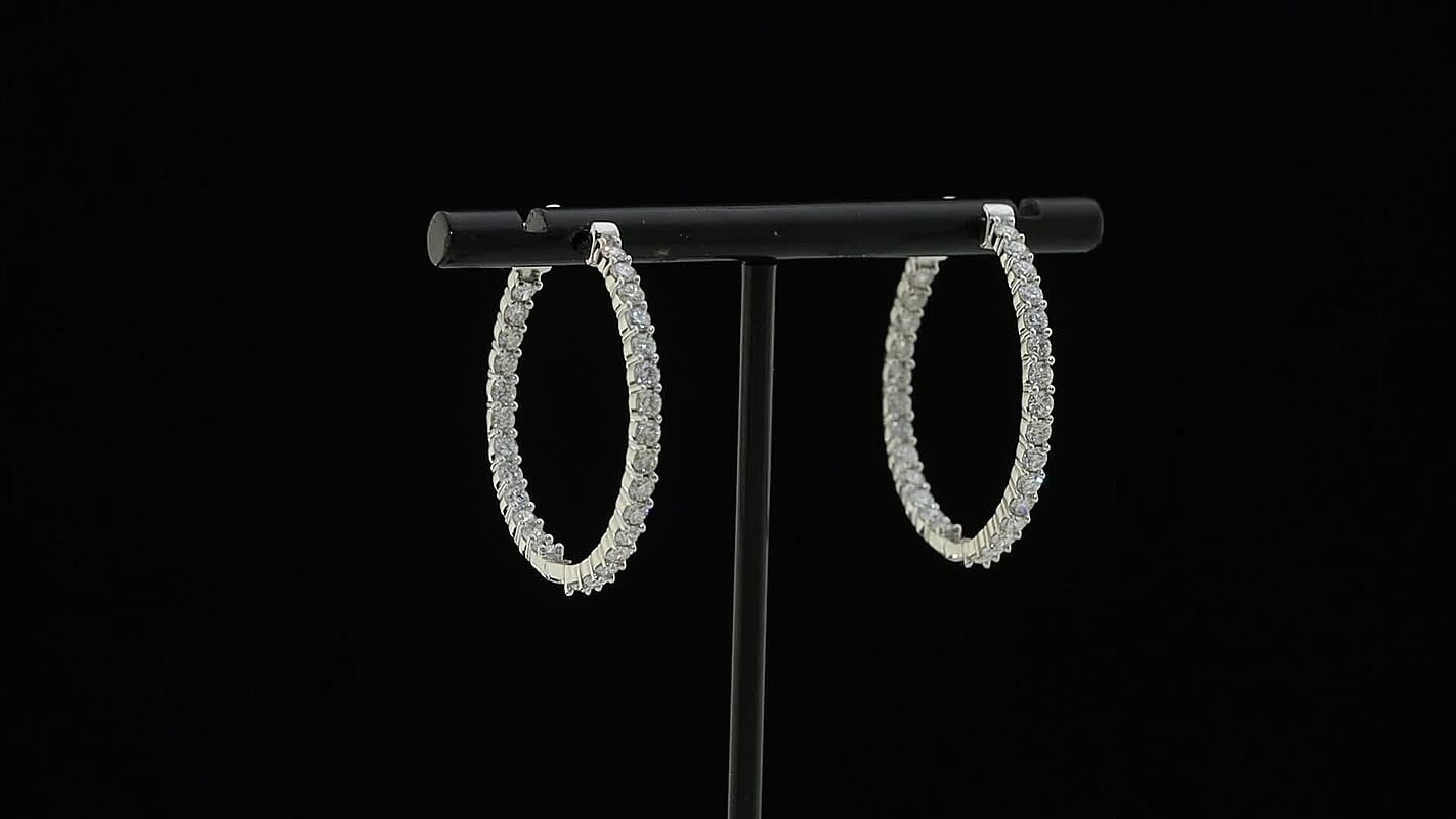 Luxuriant Lab Grown Diamond (G-H, SI) Earrings in Rhodium Over Sterling Silver 2.50 ctw
