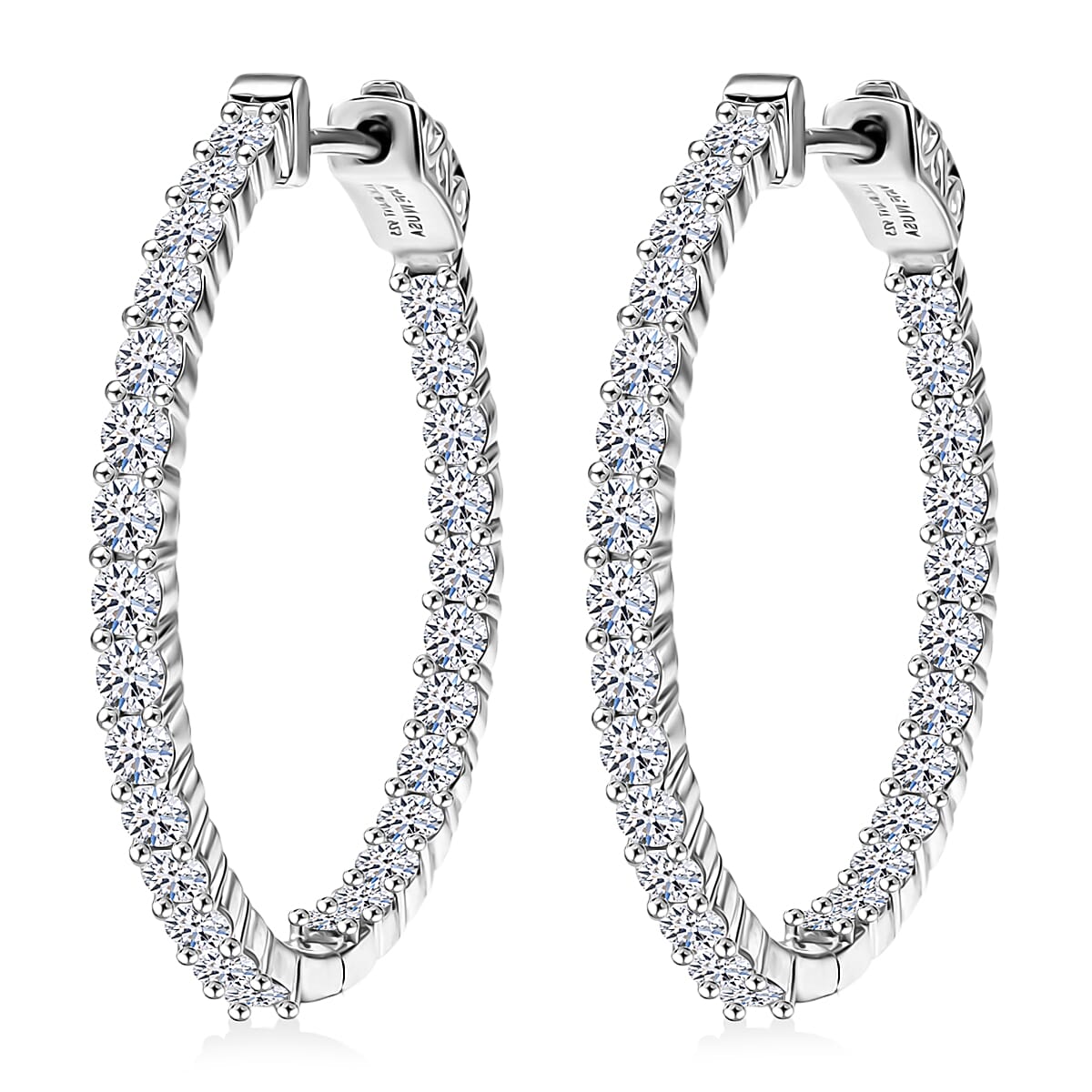 Luxuriant Lab Grown Diamond (G-H, SI) Earrings in Rhodium Over Sterling Silver 2.50 ctw image number 3