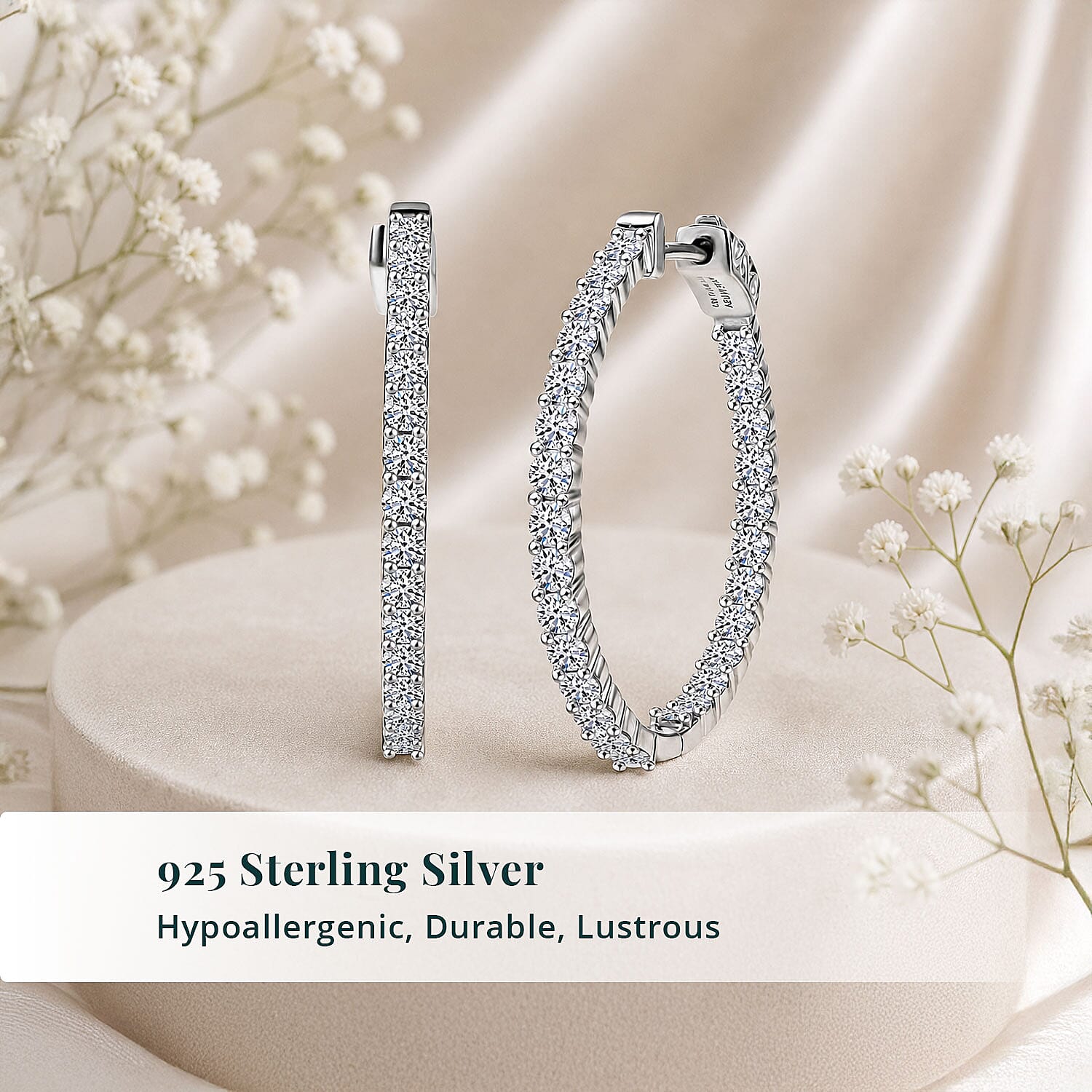 Luxuriant Lab Grown Diamond G-H SI 2.50 ctw Hoop Earrings in Rhodium Over Sterling Silver