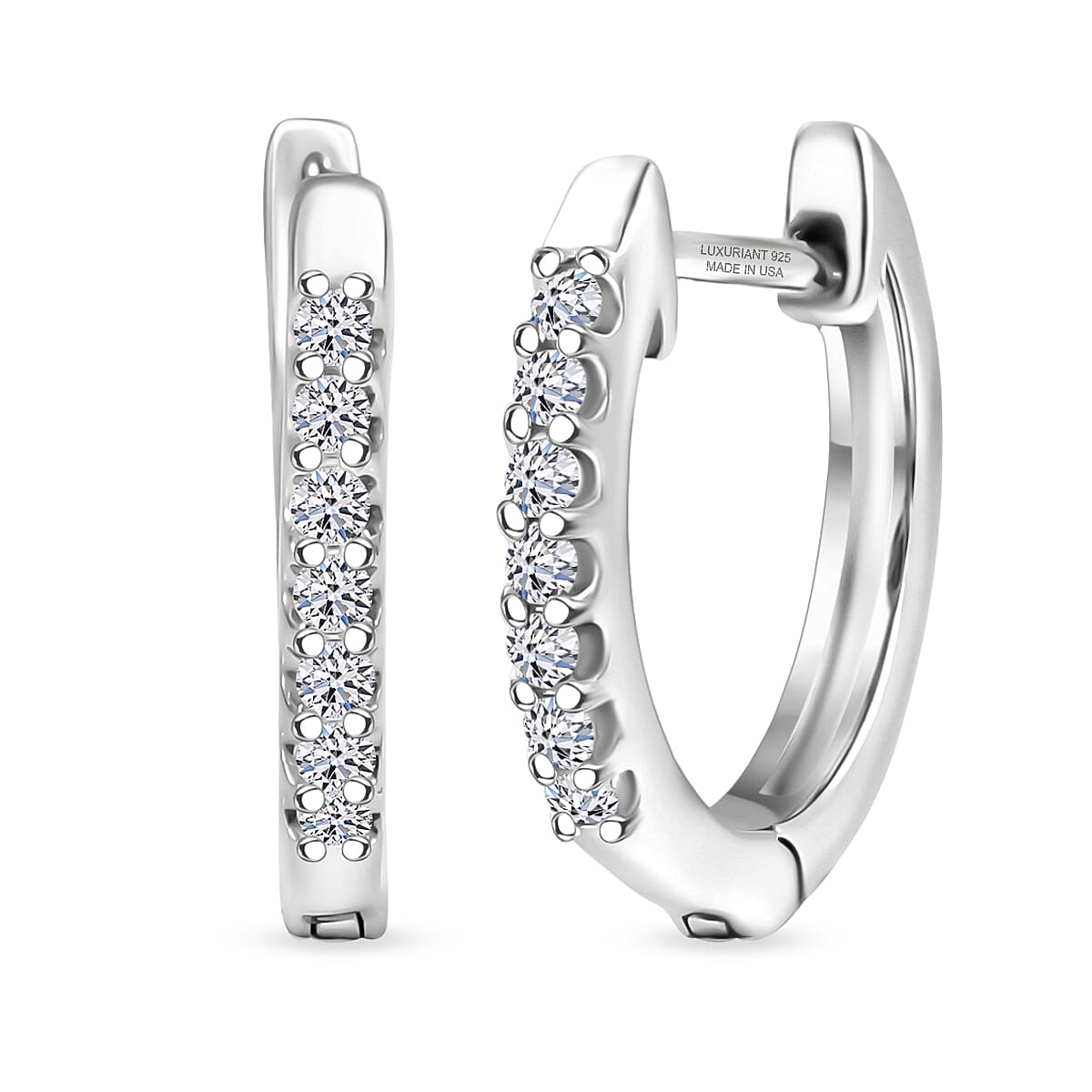 Luxuriant Lab Grown Diamond G-H SI 0.25 ctw Skyline Rhythm Earrings in Rhodium Over Sterling Silver